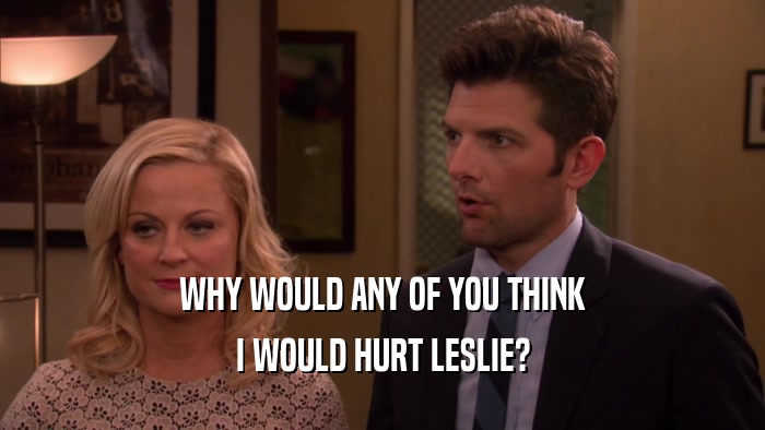 WHY WOULD ANY OF YOU THINK I WOULD HURT LESLIE? 