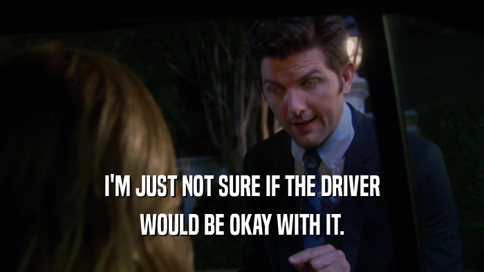 I'M JUST NOT SURE IF THE DRIVER WOULD BE OKAY WITH IT. 