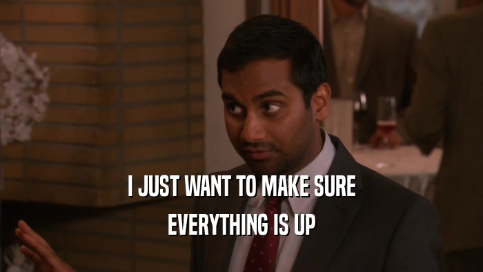 I JUST WANT TO MAKE SURE EVERYTHING IS UP 