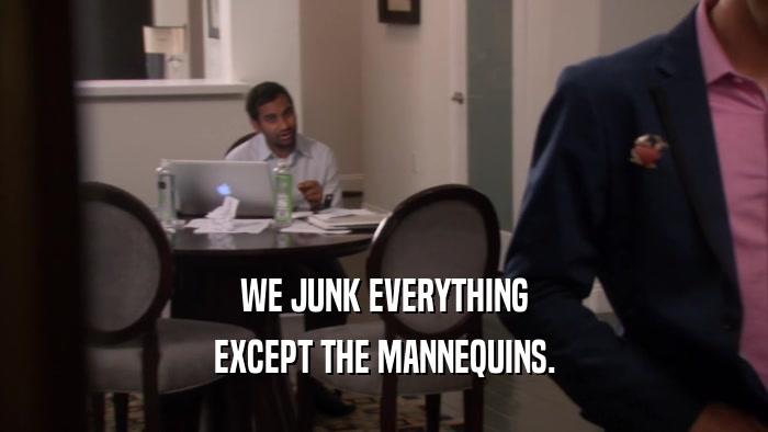 WE JUNK EVERYTHING EXCEPT THE MANNEQUINS. 