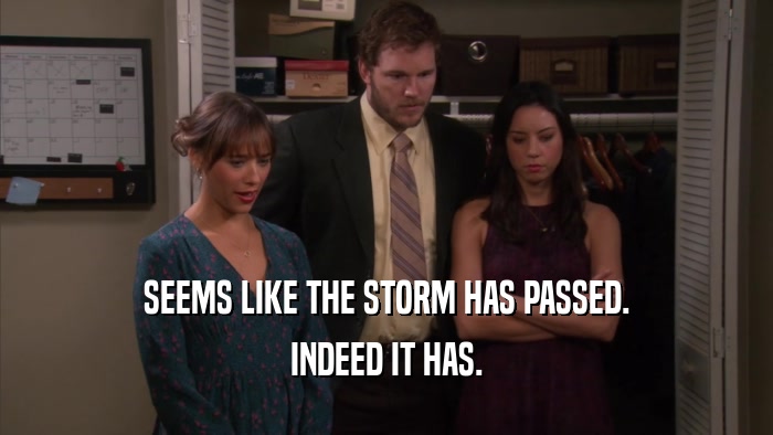 SEEMS LIKE THE STORM HAS PASSED. INDEED IT HAS. 