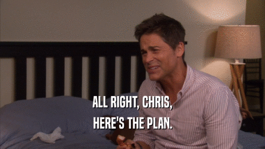 ALL RIGHT, CHRIS, HERE'S THE PLAN. 