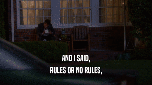 AND I SAID, RULES OR NO RULES, 