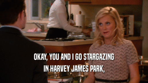 OKAY, YOU AND I GO STARGAZING IN HARVEY JAMES PARK, 