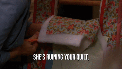 SHE'S RUINING YOUR QUILT,  