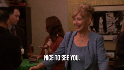 NICE TO SEE YOU.  