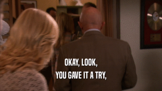 OKAY, LOOK, YOU GAVE IT A TRY, 