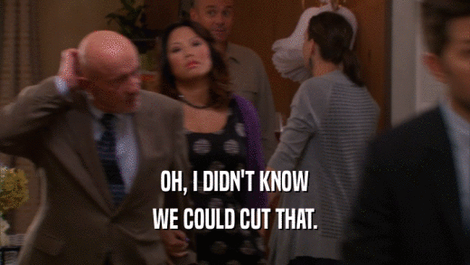 OH, I DIDN'T KNOW WE COULD CUT THAT. 