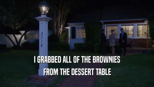 I GRABBED ALL OF THE BROWNIES FROM THE DESSERT TABLE 