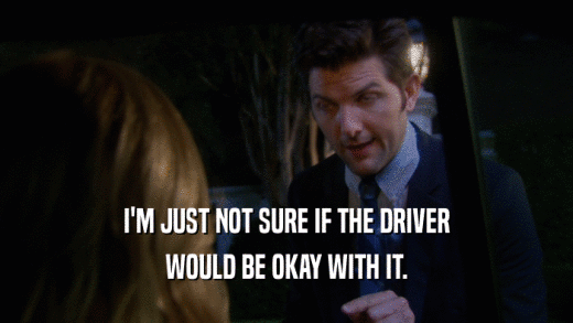 I'M JUST NOT SURE IF THE DRIVER WOULD BE OKAY WITH IT. 