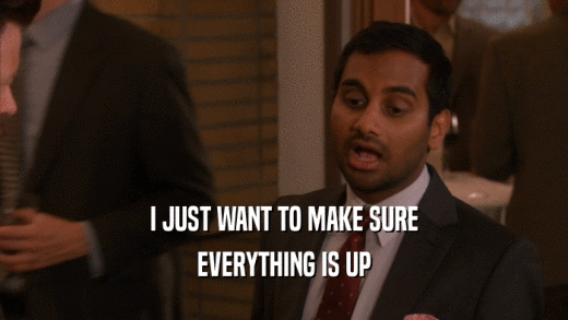 I JUST WANT TO MAKE SURE EVERYTHING IS UP 
