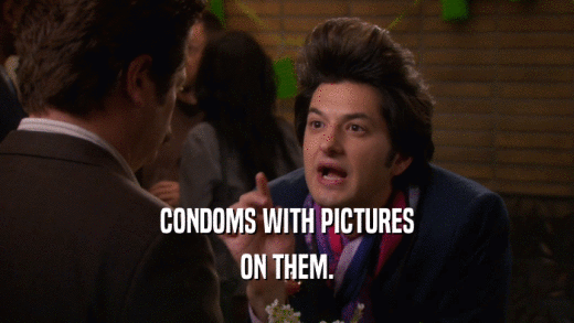 CONDOMS WITH PICTURES ON THEM. 