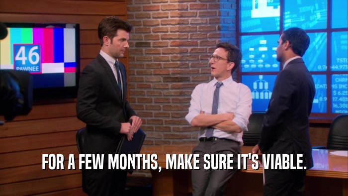 FOR A FEW MONTHS, MAKE SURE IT'S VIABLE.  