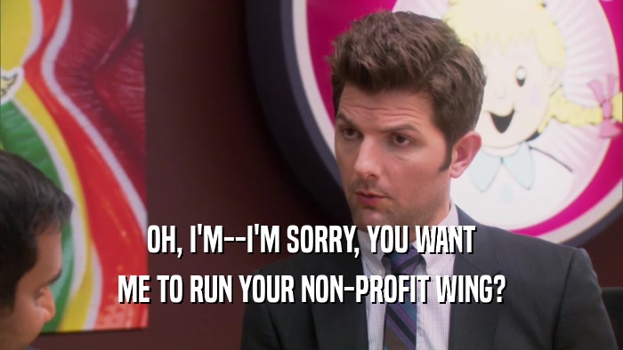 OH, I'M--I'M SORRY, YOU WANT ME TO RUN YOUR NON-PROFIT WING? 