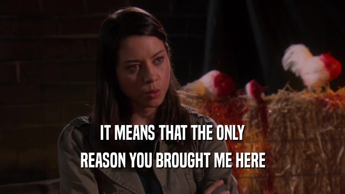IT MEANS THAT THE ONLY REASON YOU BROUGHT ME HERE 