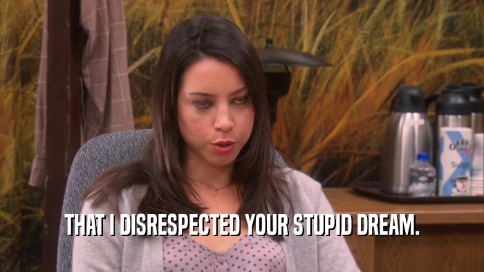 THAT I DISRESPECTED YOUR STUPID DREAM.  