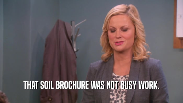 THAT SOIL BROCHURE WAS NOT BUSY WORK.  