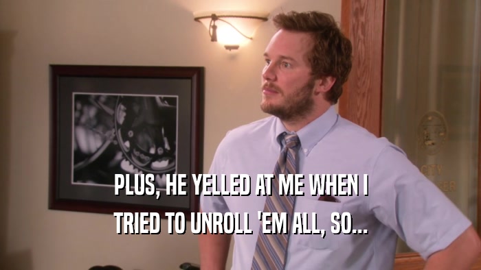 PLUS, HE YELLED AT ME WHEN I TRIED TO UNROLL 'EM ALL, SO... 