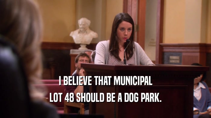 I BELIEVE THAT MUNICIPAL LOT 48 SHOULD BE A DOG PARK. 