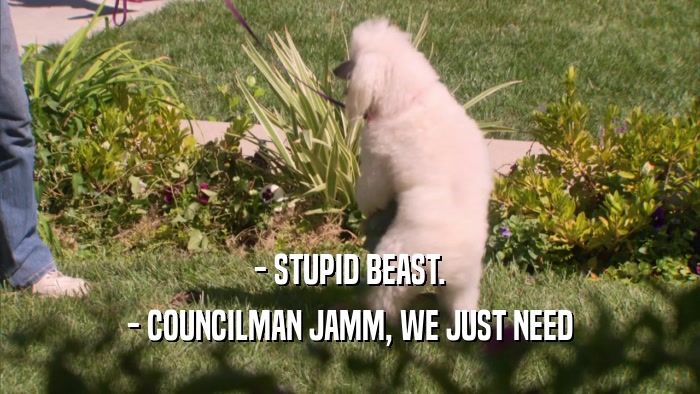 - STUPID BEAST. - COUNCILMAN JAMM, WE JUST NEED 