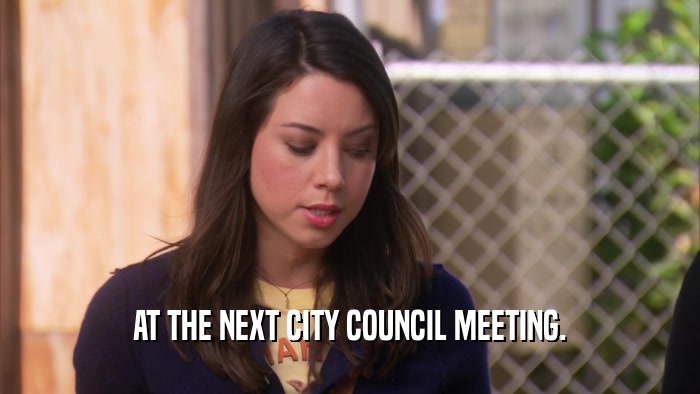 AT THE NEXT CITY COUNCIL MEETING.  