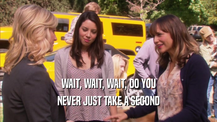WAIT, WAIT, WAIT, DO YOU NEVER JUST TAKE A SECOND 