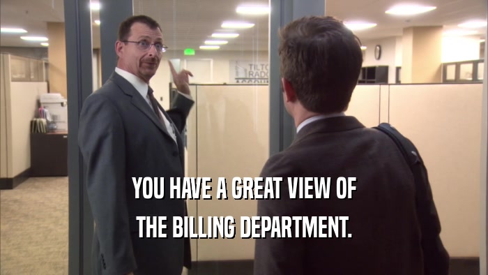 YOU HAVE A GREAT VIEW OF THE BILLING DEPARTMENT. 
