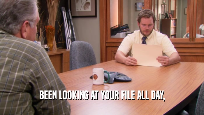 BEEN LOOKING AT YOUR FILE ALL DAY,  