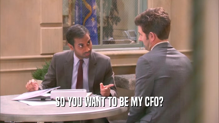 SO YOU WANT TO BE MY CFO?  