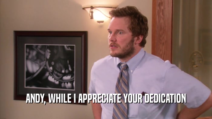 ANDY, WHILE I APPRECIATE YOUR DEDICATION  