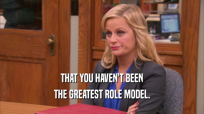 THAT YOU HAVEN'T BEEN THE GREATEST ROLE MODEL. 