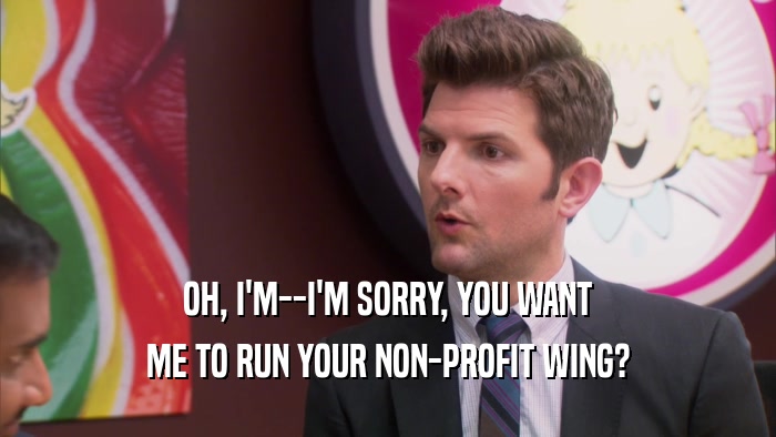 OH, I'M--I'M SORRY, YOU WANT ME TO RUN YOUR NON-PROFIT WING? 