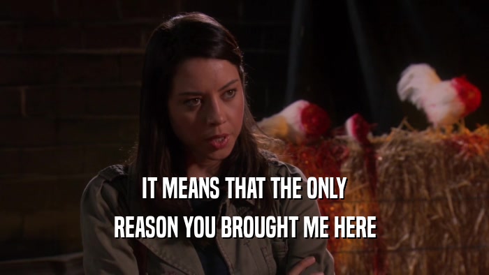 IT MEANS THAT THE ONLY REASON YOU BROUGHT ME HERE 