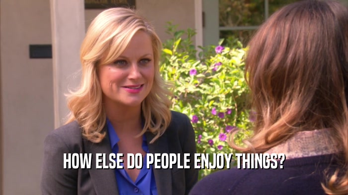 HOW ELSE DO PEOPLE ENJOY THINGS?  