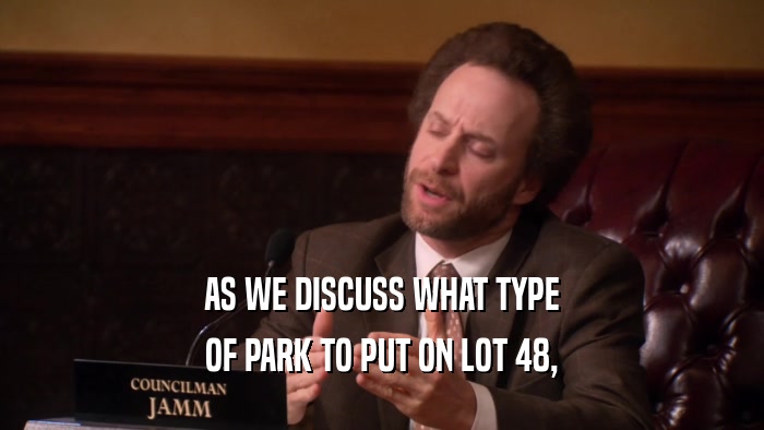 AS WE DISCUSS WHAT TYPE OF PARK TO PUT ON LOT 48, 