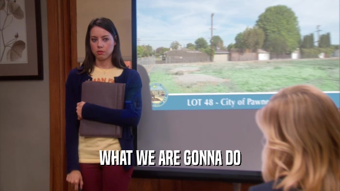 WHAT WE ARE GONNA DO  