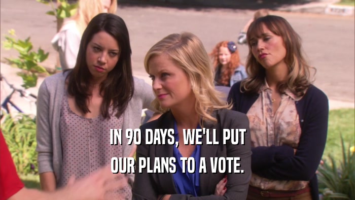 IN 90 DAYS, WE'LL PUT OUR PLANS TO A VOTE. 