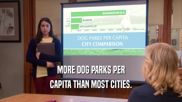 MORE DOG PARKS PER CAPITA THAN MOST CITIES. 