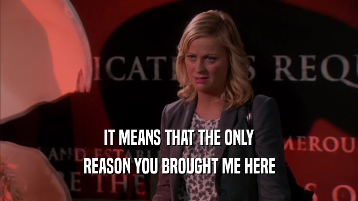IT MEANS THAT THE ONLY REASON YOU BROUGHT ME HERE 