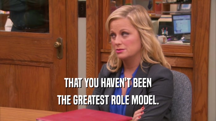 THAT YOU HAVEN'T BEEN THE GREATEST ROLE MODEL. 