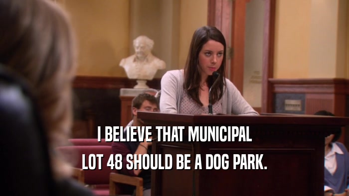 I BELIEVE THAT MUNICIPAL LOT 48 SHOULD BE A DOG PARK. 