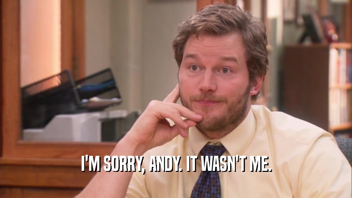 I'M SORRY, ANDY. IT WASN'T ME.  