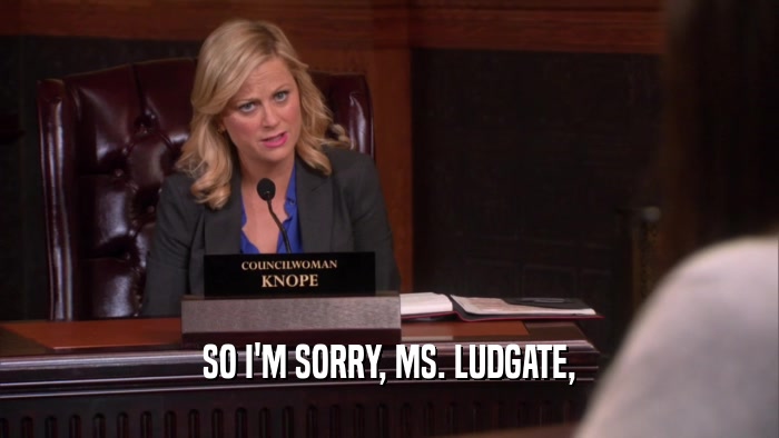 SO I'M SORRY, MS. LUDGATE,  