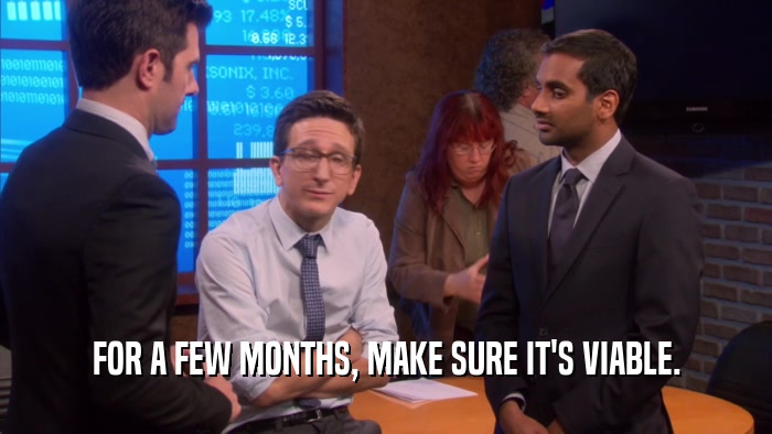 FOR A FEW MONTHS, MAKE SURE IT'S VIABLE.  