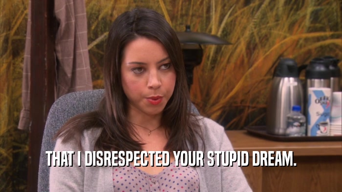 THAT I DISRESPECTED YOUR STUPID DREAM.  