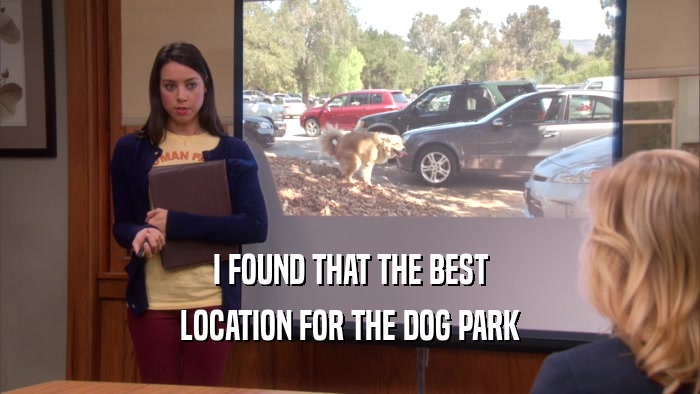 I FOUND THAT THE BEST LOCATION FOR THE DOG PARK 