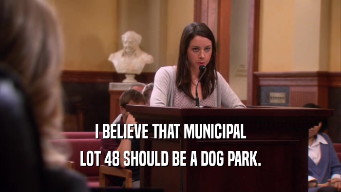 I BELIEVE THAT MUNICIPAL LOT 48 SHOULD BE A DOG PARK. 