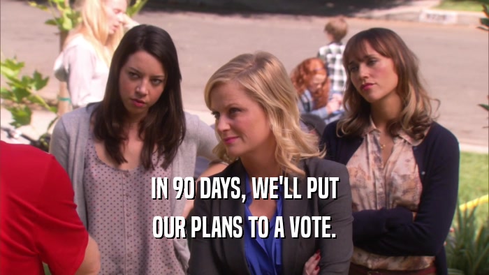 IN 90 DAYS, WE'LL PUT OUR PLANS TO A VOTE. 