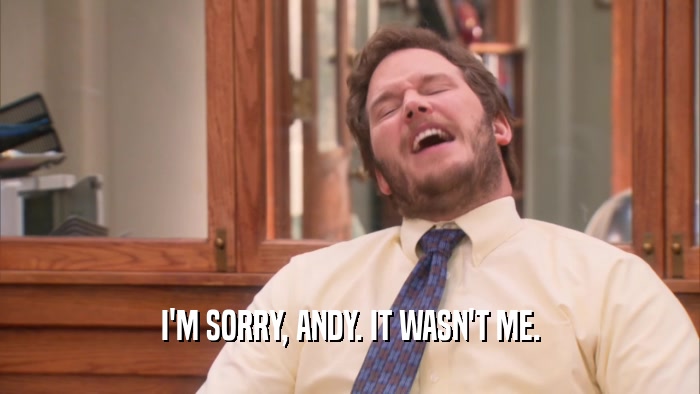 I'M SORRY, ANDY. IT WASN'T ME.  