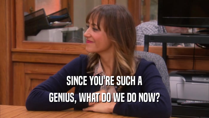 SINCE YOU'RE SUCH A GENIUS, WHAT DO WE DO NOW? 